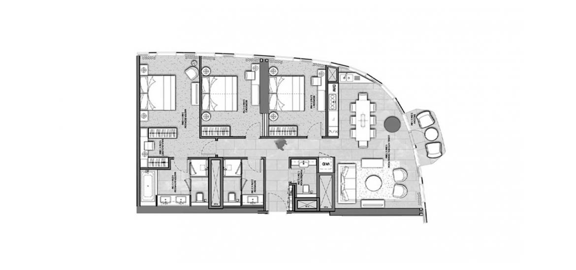 Планировка «ADDRESS HARBOUR POINT 3BR 133SQM» 3 спальни в ЖК ADDRESS HARBOUR POINT