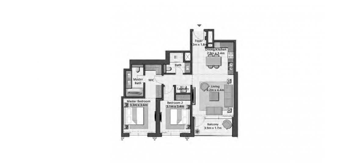 Планировка «CREEK GATE 2BR 97SQM» 2 спальни в ЖК CREEK GATE