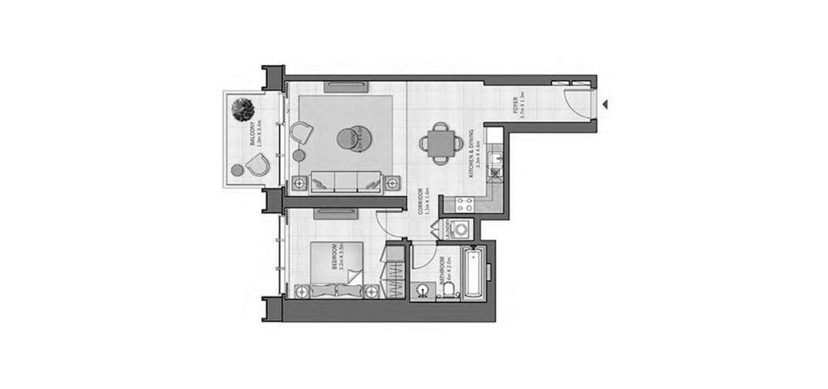 Планировка «THE GRAND 1BR 68SQM» 1 спальня в ЖК THE GRAND