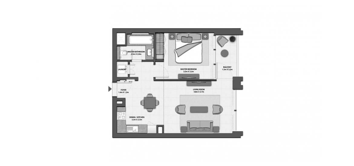 Планировка «HARBOUR GATE 1BR 62SQM» 1 спальня в ЖК HARBOUR GATE