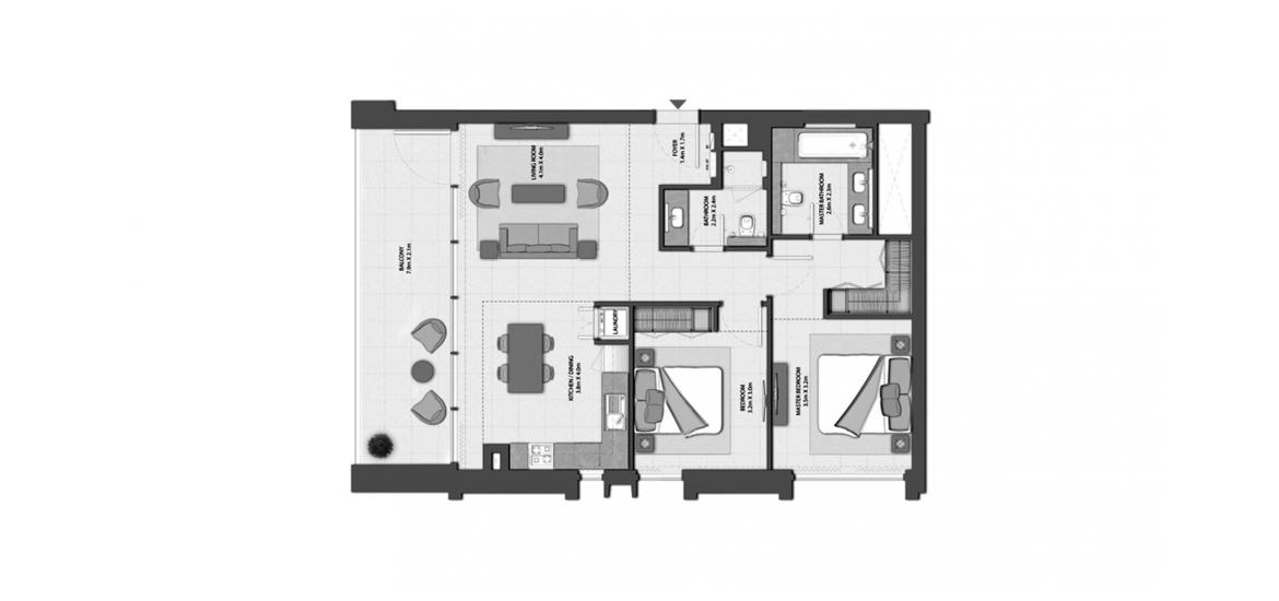 Планировка «HARBOUR GATE 2BR 106SQM» 2 спальни в ЖК HARBOUR GATE