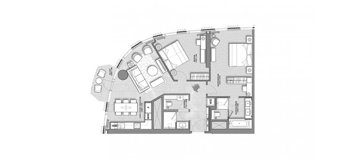 Планировка «ADDRESS HARBOUR POINT 2BR 104SQM» 2 спальни в ЖК ADDRESS HARBOUR POINT