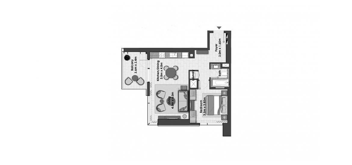 Планировка «CREEK RISE 1BR 76SQM» 1 спальня в ЖК CREEK RISE