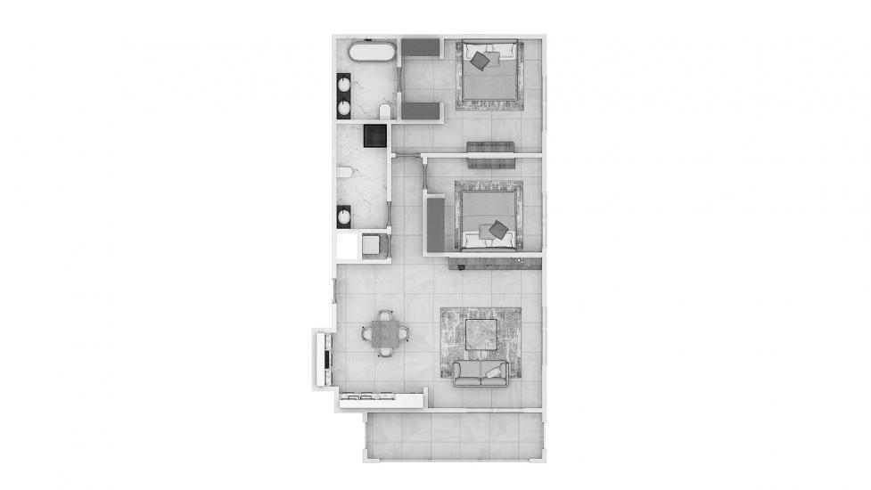 Планировка «2BR 02 101SQM» 3 комнаты в ЖК ROSEWATER