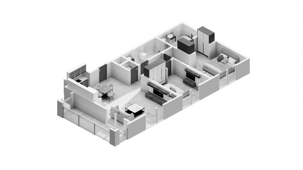 Планировка «2BR 02 101SQM» 3 комнаты в ЖК ROSEWATER