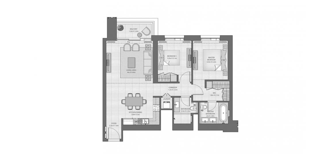 Floor plan «B», 2 bedrooms in CREEK EDGE