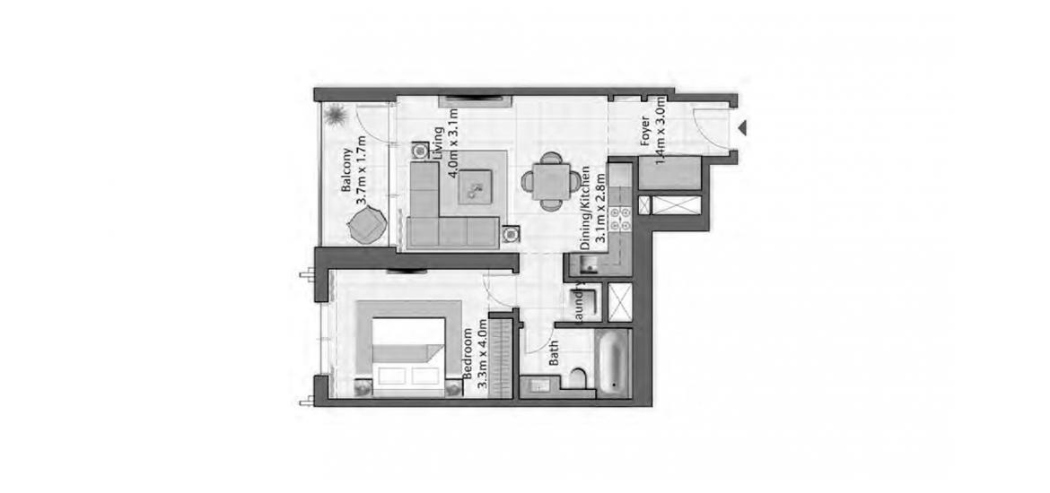 Floor plan «CREEK GATE 1BR 67SQM», 1 bedroom in CREEK GATE