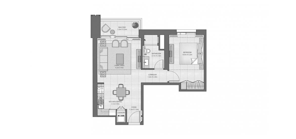 Floor plan «A», 1 bedroom in CREEK EDGE