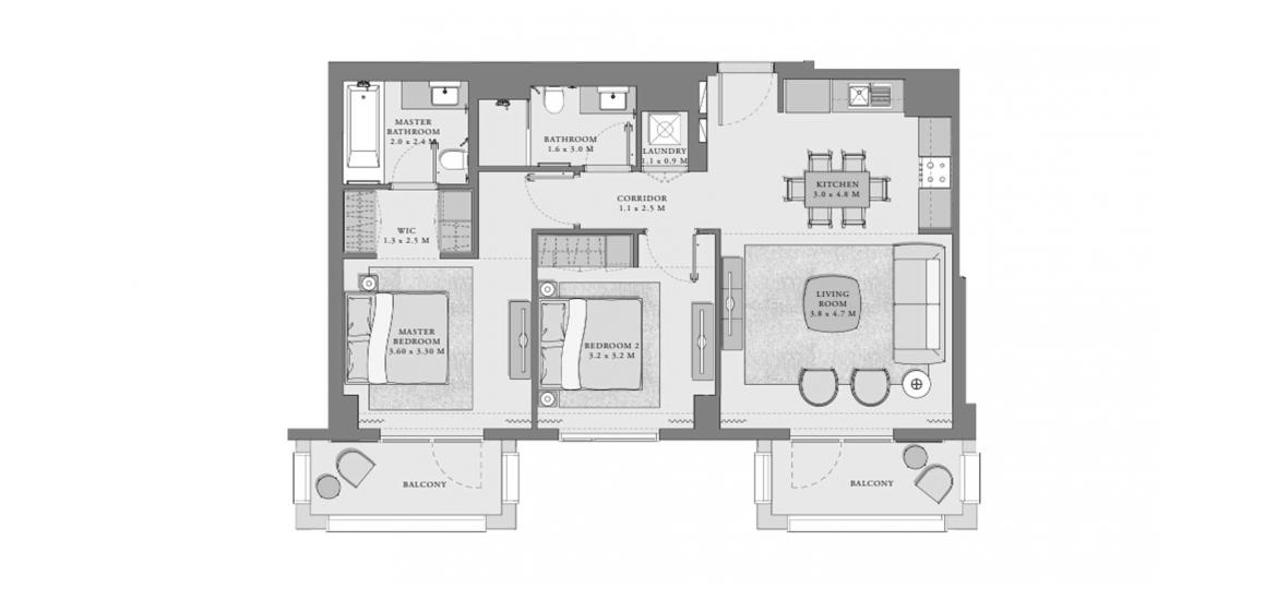 Floor plan «A», 2 bedrooms in CREEK BEACH ORCHID