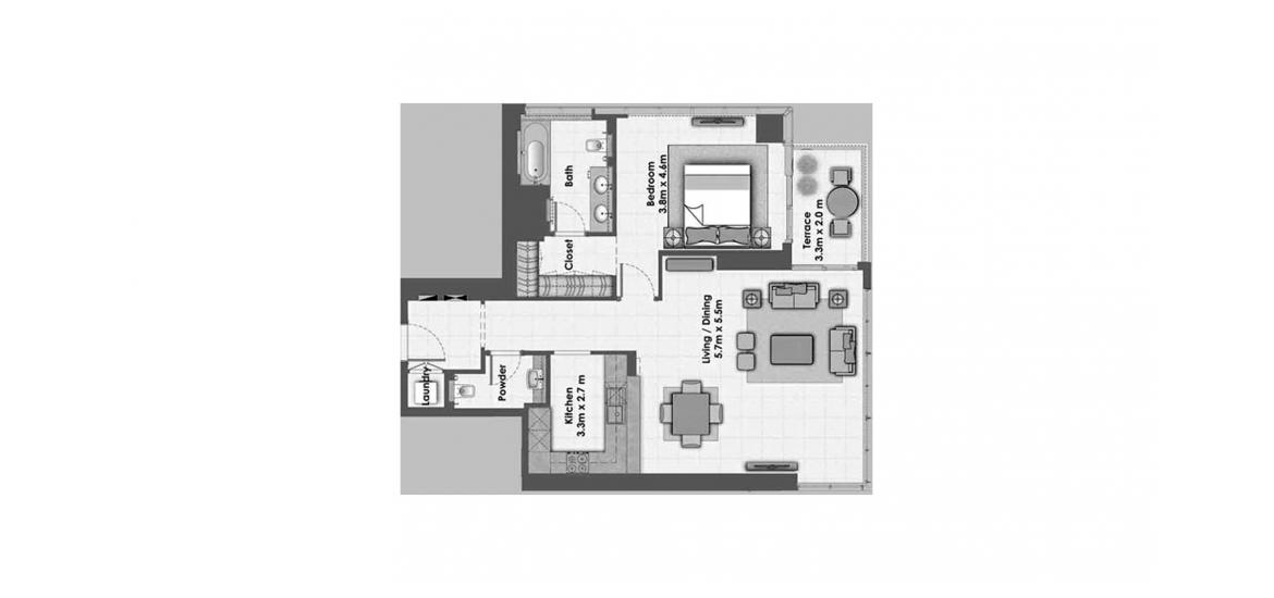 Floor plan «DUBAI CREEK RESIDENCES 1BR 108SQM», 1 bedroom in DUBAI CREEK RESIDENCES